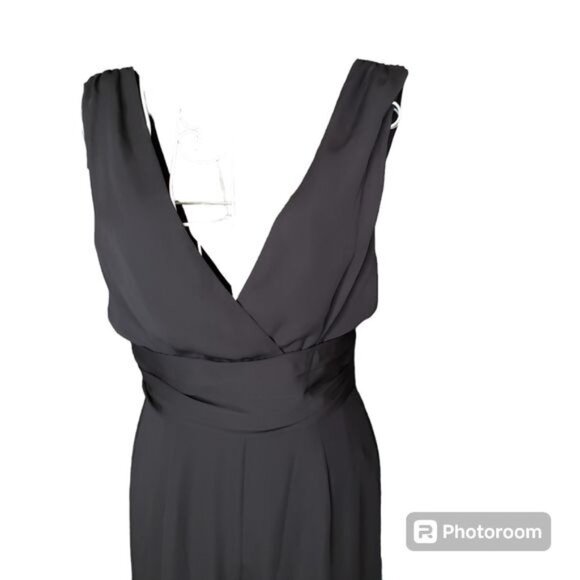NWT Bebe Wide Leg Slit Jumpsuit in Black Size 4 - Picture 3 of 11